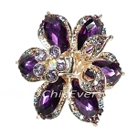 Haargreifer Blume Haarkneifer Haarklammer Metall & Strass lila violett gold 5150